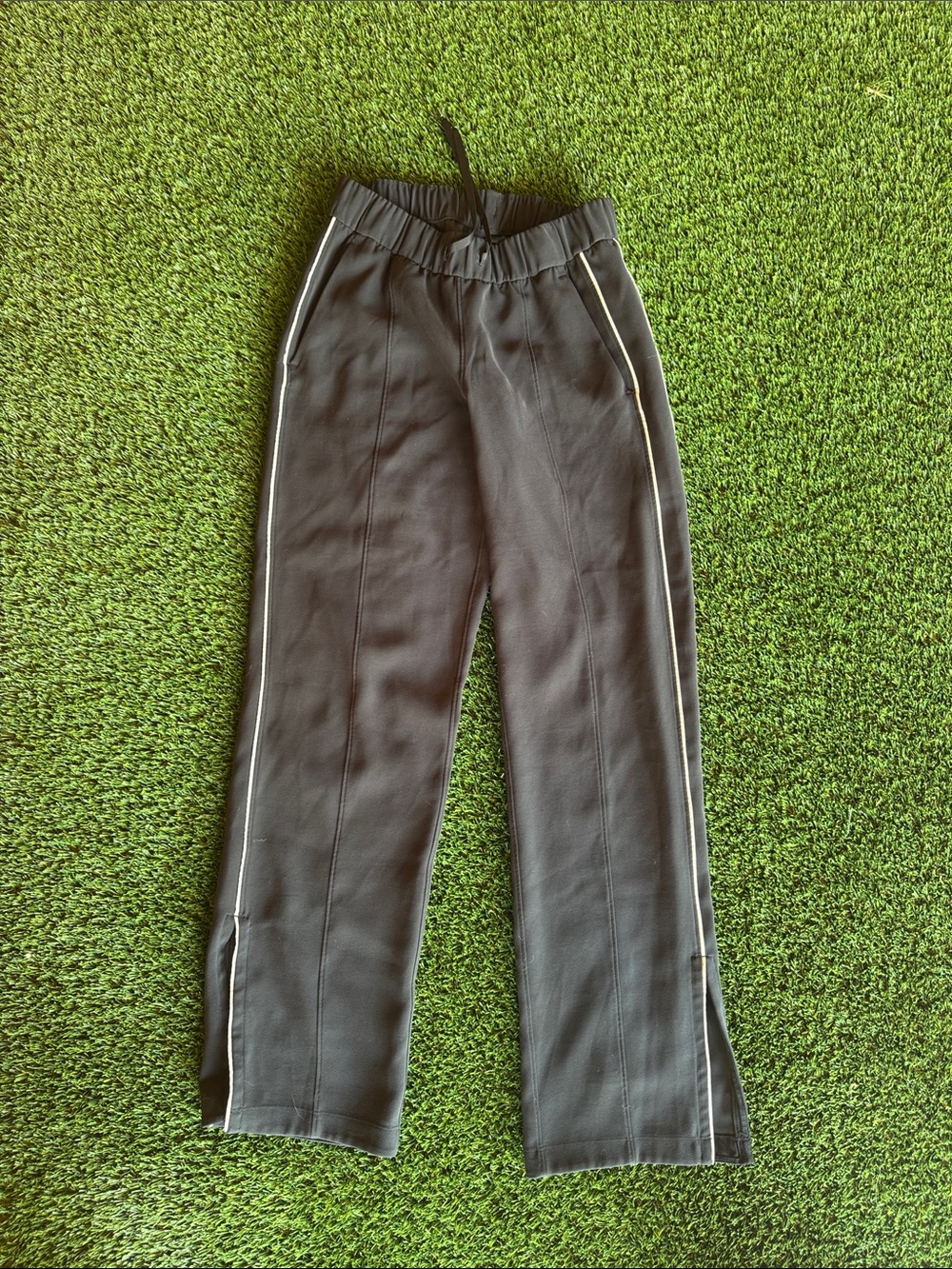 lululemon athletica Black Track Pants with White Side Piping